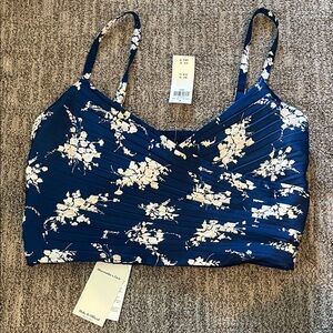 Floral Blue and White Crop Top
